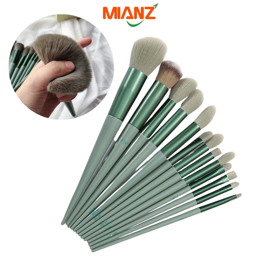Bộ cọ trang điểm Fix+ 13 cây - Cọ makeup cá nhân cao cấp lông mềm mịn- Kèm túi và Hộp sang chảnh - Mianz Beau