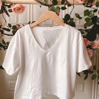 Km Áo croptop cổ tim form rộng đẹp