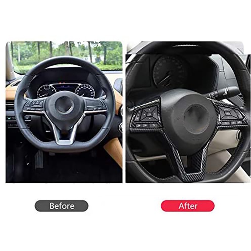 Khung Trang Trí Vô Lăng Bằng Sợi Carbon Cho Nissan Rogue Altima Sentra Kicks LEAF Versa