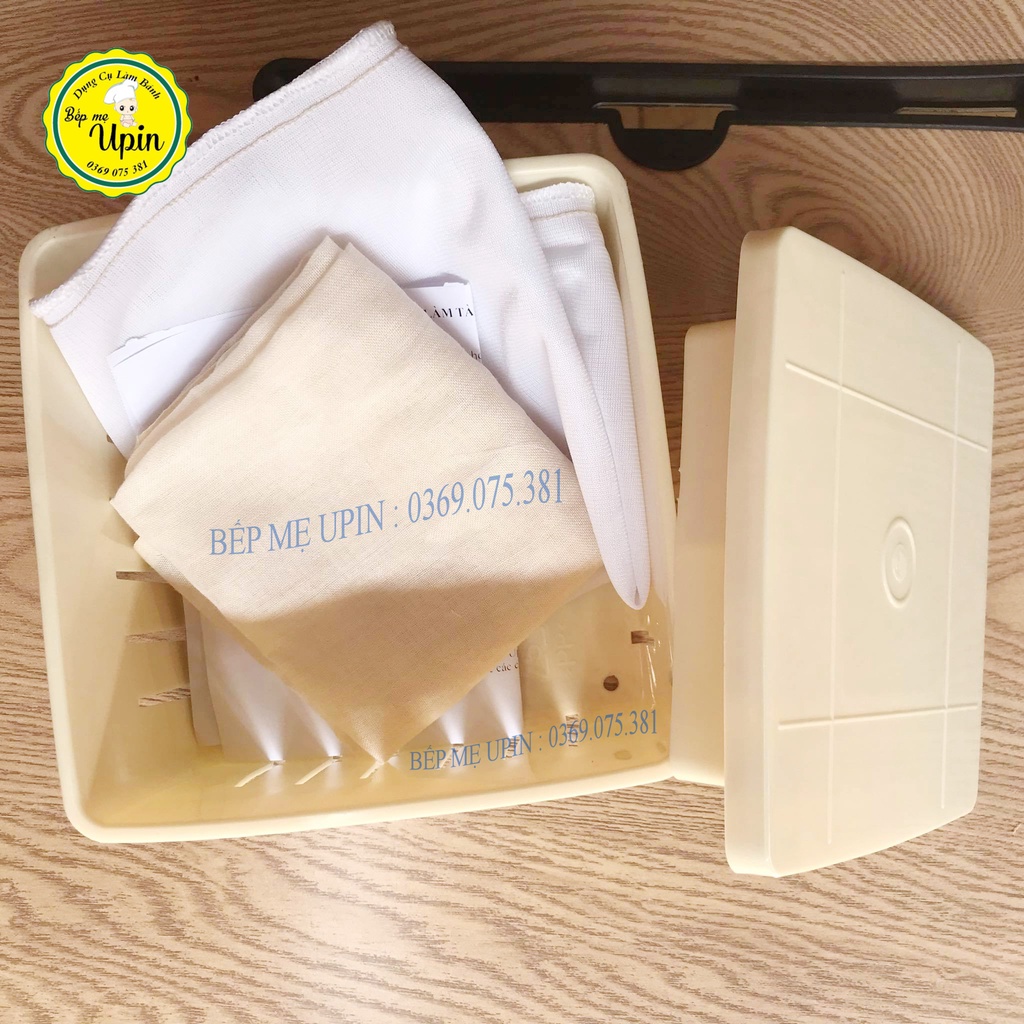 Bộ khuôn làm đậu phụ, đậu hũ size 16.5cm đầy đủ vải lót và túi lọc