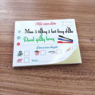 Phiếu  tem nhãn dán ship hàng có keo dán sẵn- xấp 50 tờ