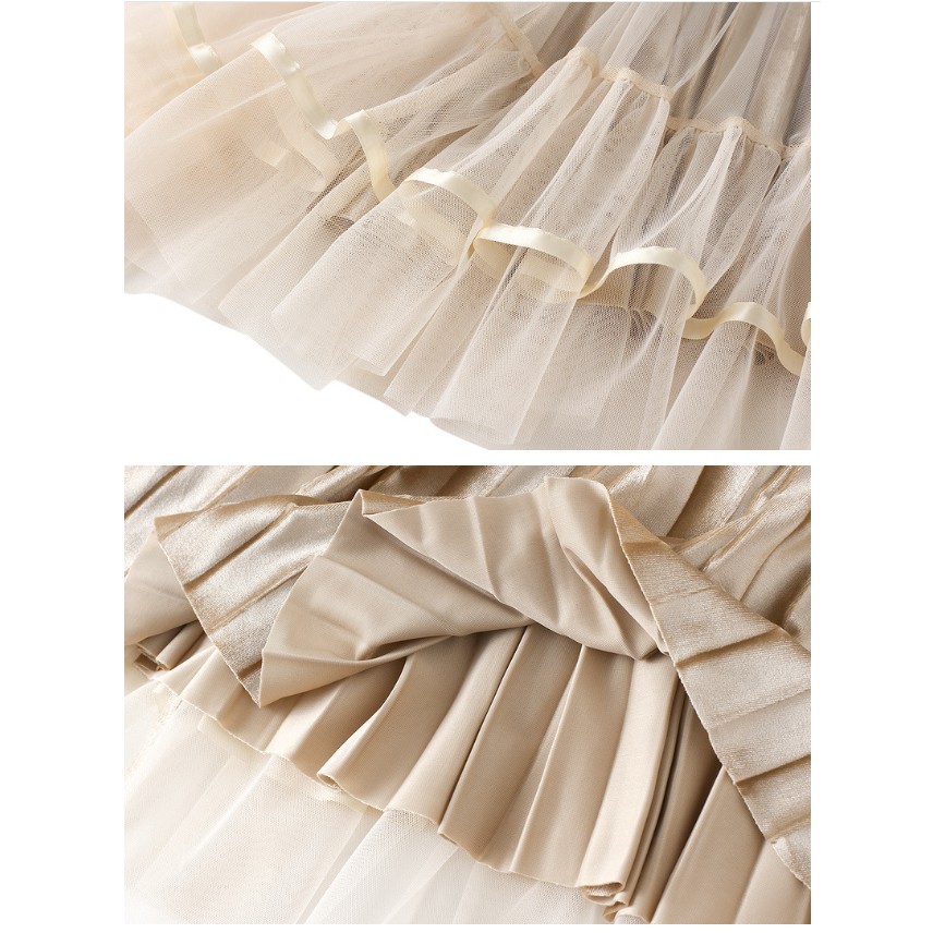 Chân váy 2 lớp phối nhung và lưới xòe gấu dễ thương VAY126 free size