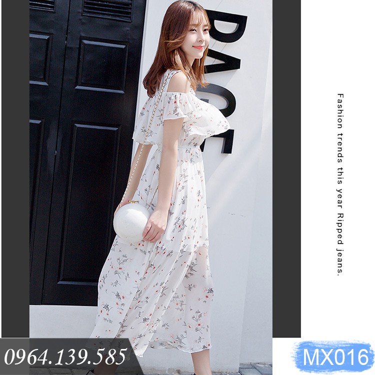 Váy đầm voan hoa nhí sáng màu nhẹ nhàng nữ tính, maxi dáng bèo xinh xắn dễ mặc, dùng đi biển, du lịch, sự kiện | MX016