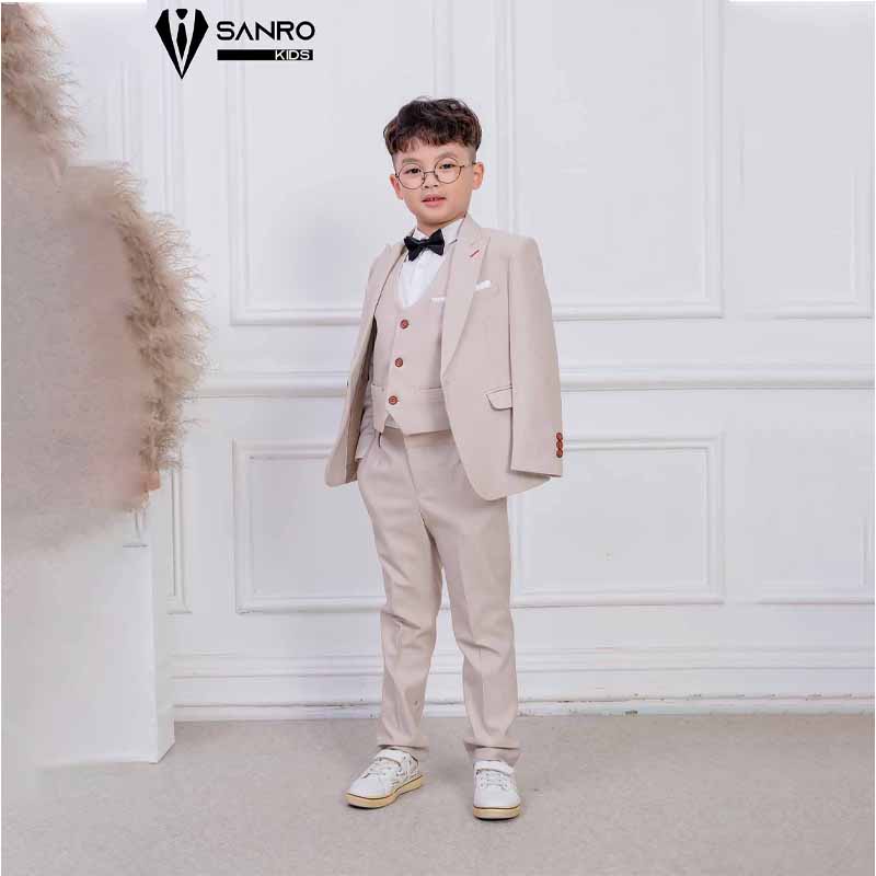 Bộ vest bé trai cao cấp SANRO KIDS màu kem