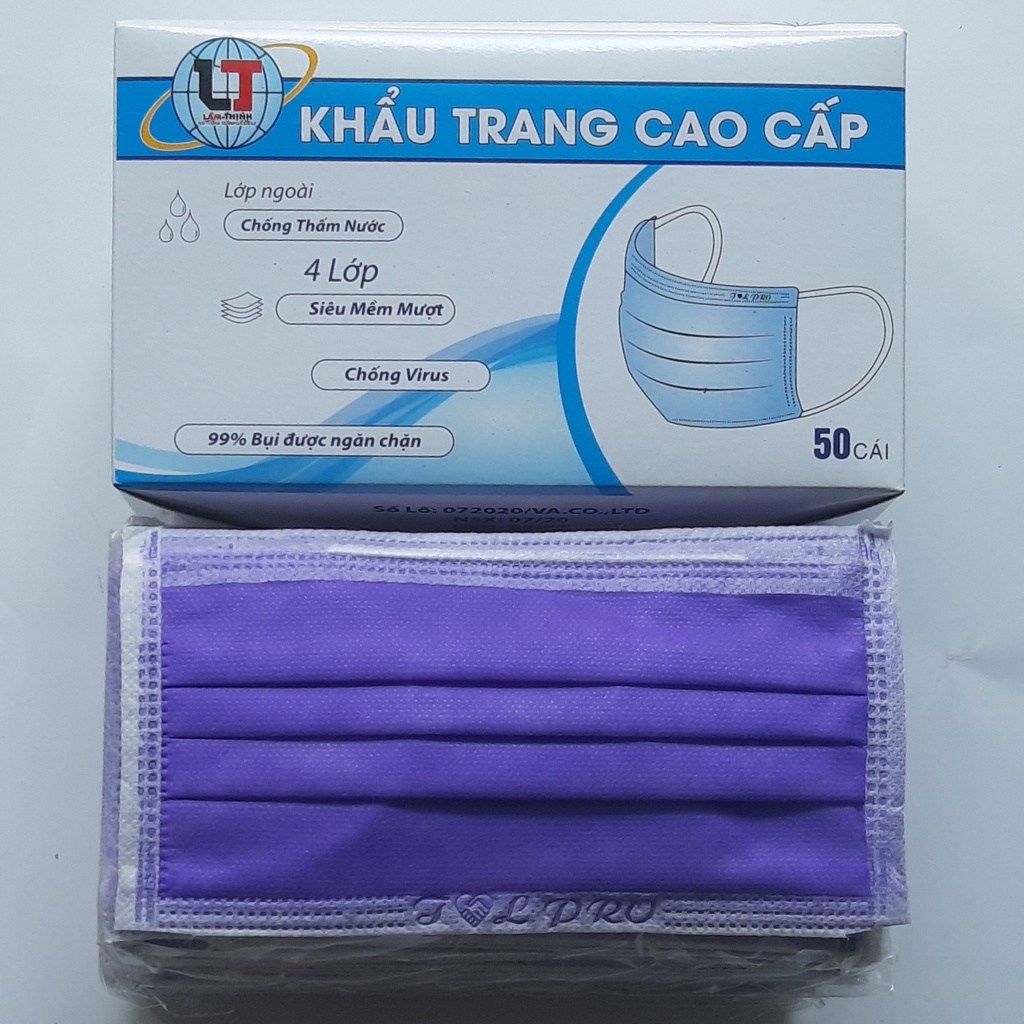 Hộp 50 cái Khẩu trang y tế 4 lớp cao cấp LT kháng khuẩn , lọc bụi, chống nắng