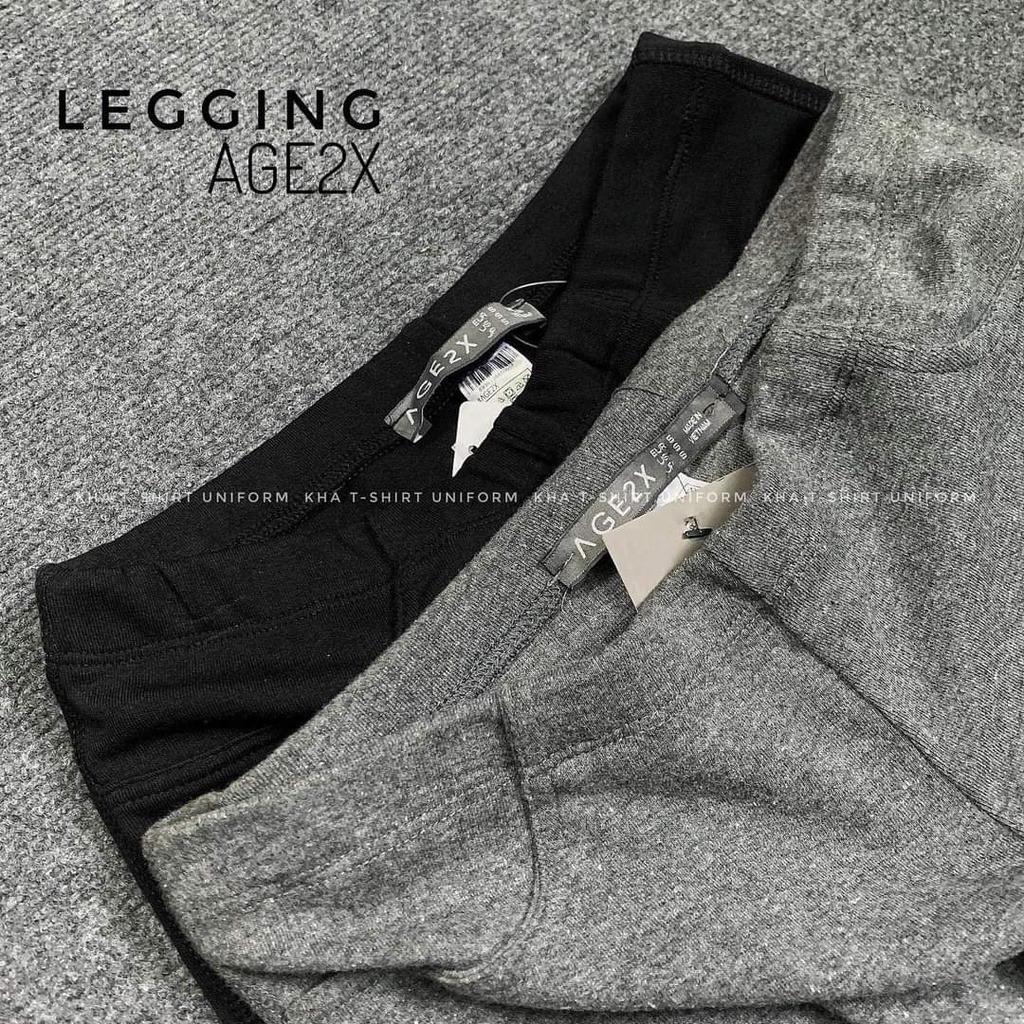 Combo 2 Quần Legging Nữ TRƠN ĐEN + TRƠN XÁM Hàng VNXK Chính Hãng AGE2X.