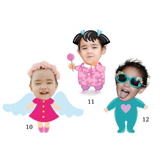 Combo 3 chibi thiết kế bé gái trang trí sinh nhật