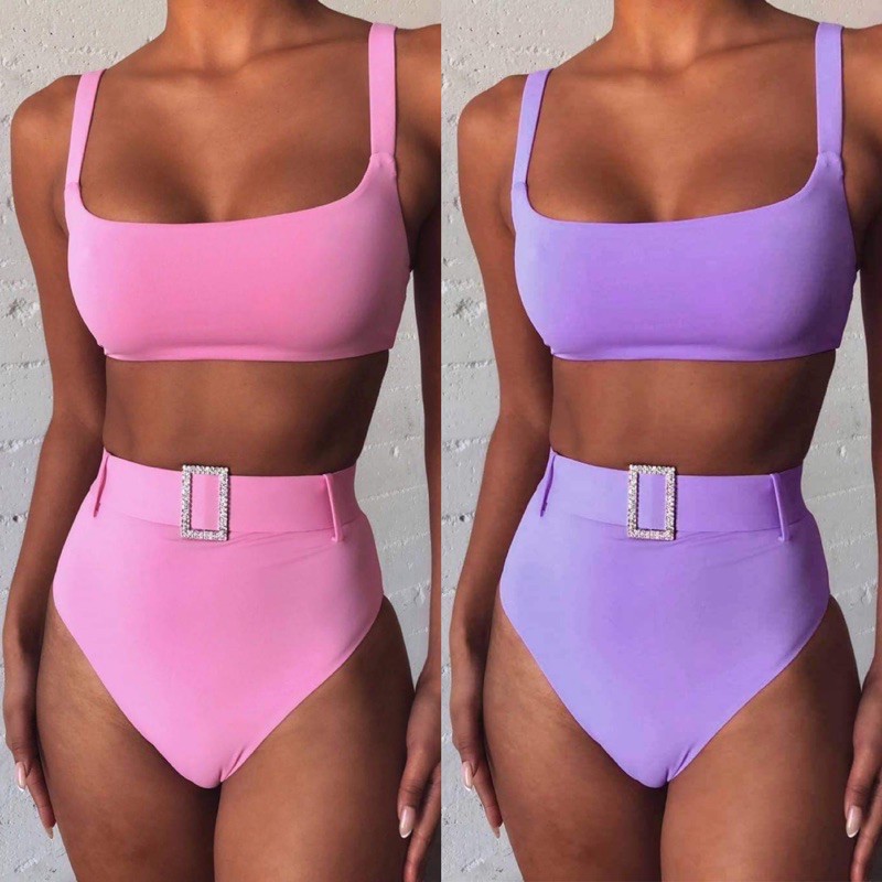 [BKN605] &lt;ÂU&gt; SET BIKINI HỒNG/TÍM LILAC KÈM BELT (CẠP CAO)