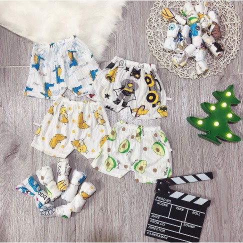 set = 5 quần đùi cotton giấy cho bé mặc màu hè ( hàng Vietj Nam )