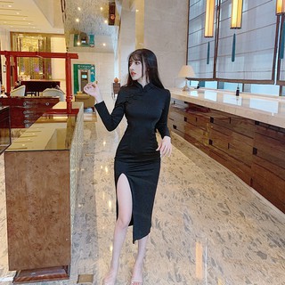Sườn xám tay dài basic