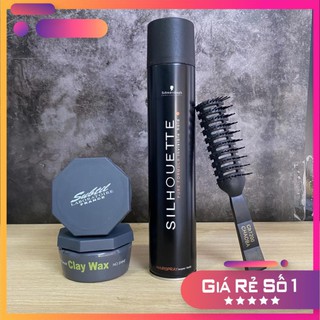 Combo Sáp Vuốt tóc Clay Wax và Gôm Xịt Tóc Silhouette + Tặng Lược