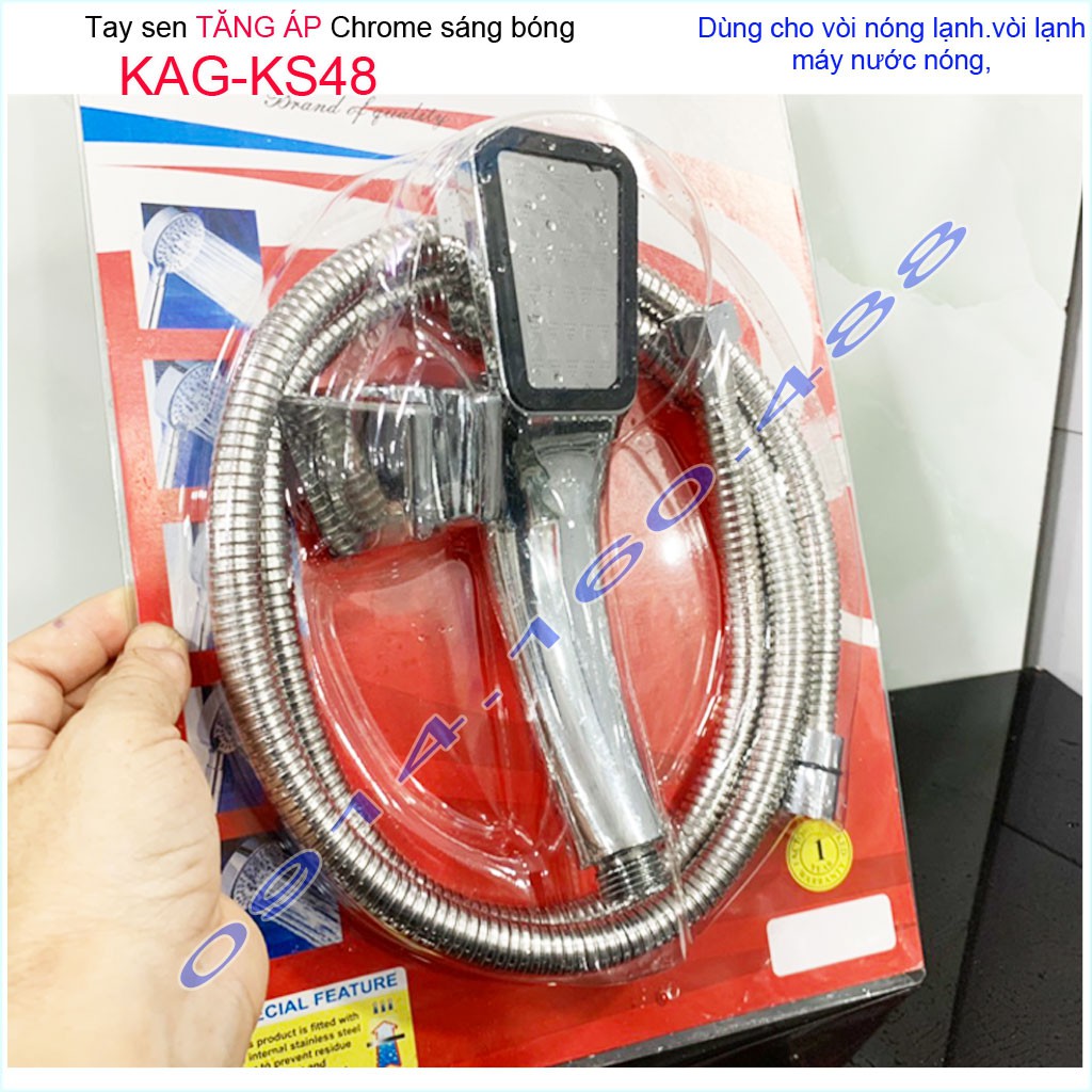 Vòi sen tăng áp KAG-KS48, bát sen Chrome bóng tăng áp tia nước mạnh sử dụng tốt thiết kế đẹp