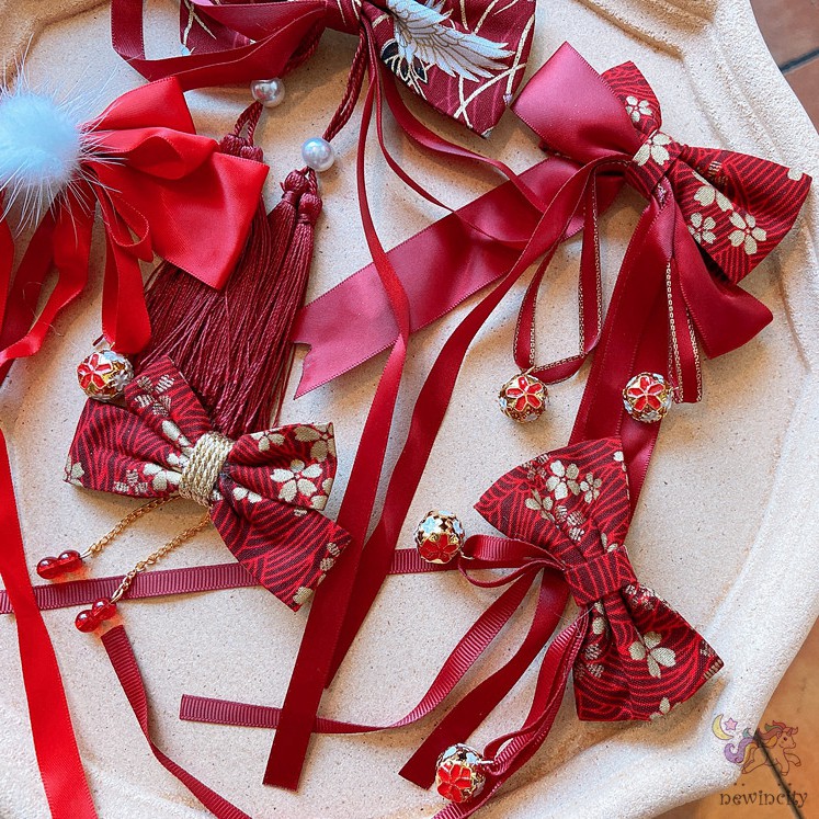 Kẹp Tóc Nơ Đỏ Họa Tiết Nhiều Thiết Kế Xinh Xắn Tùy Chọn Cho Bé Gái