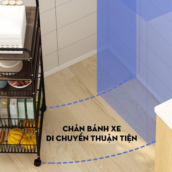 Kệ Để Đồ Đa Năng 3 Tầng Có Bánh xe [𝐂𝐡ấ𝐭 𝐋ượ𝐧𝐠] Kệ Để Đồ Nhà Bếp Phòng Tắm Tặng Kèm Bộ Móc Treo Tiện Dụng