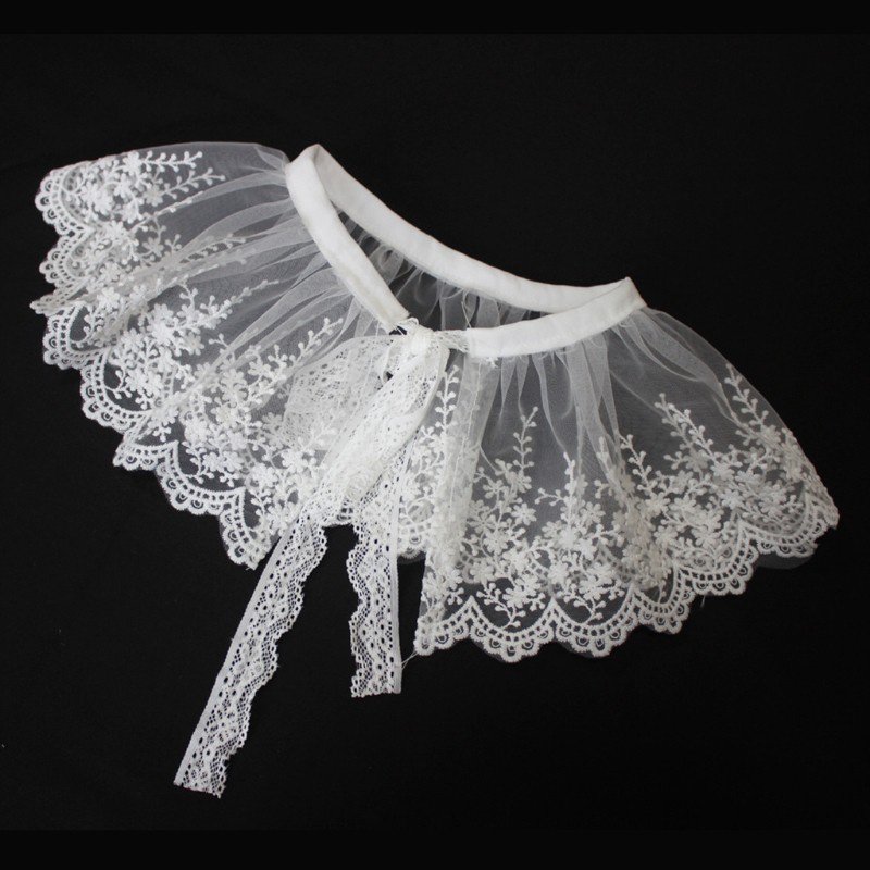 Cổ áo giả vải tuyn thêu hoa dành cho áo sơ mi