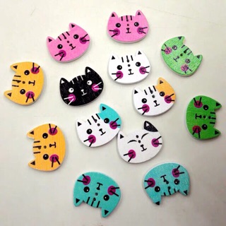 Túi 10 chiếc cúc gỗ mèo