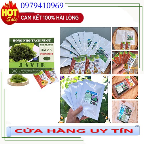 10 hộp rong nho JAVIE loại 200gr/hộp + tặng 20 gói sốt mè. rong nho tách nước