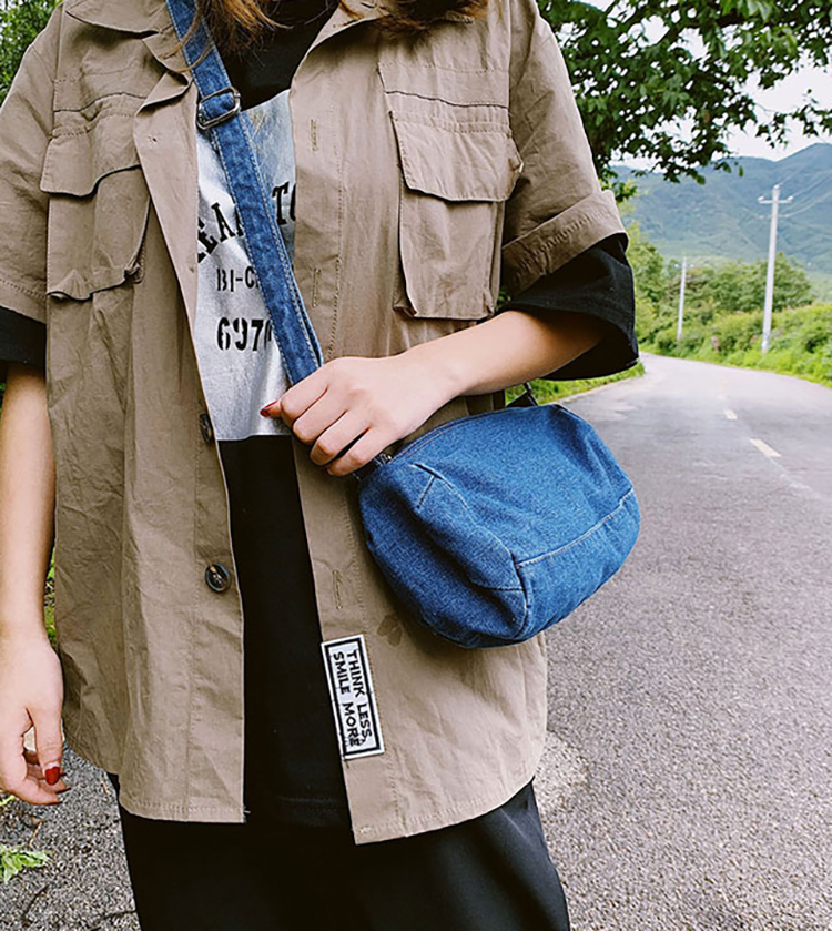 Túi trống đeo chéo vải jean thể thao cá tính sử dụng linh hoạt kiểu dáng năng động trẻ trung - Ecobabo