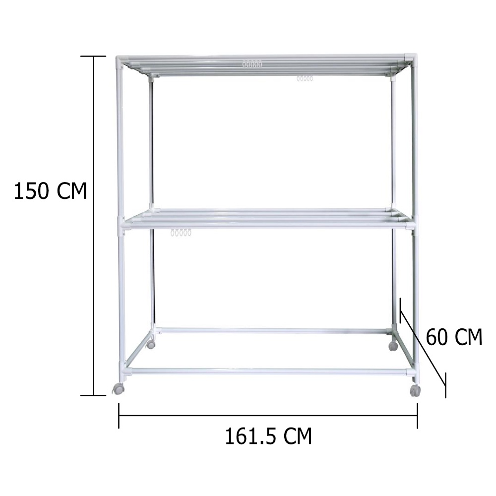 HomeBase PLIM Thanh treo quần áo hỗ trợ trọng lượng tốt bằng nhôm Thái Lan W161,5xH60xD150cm