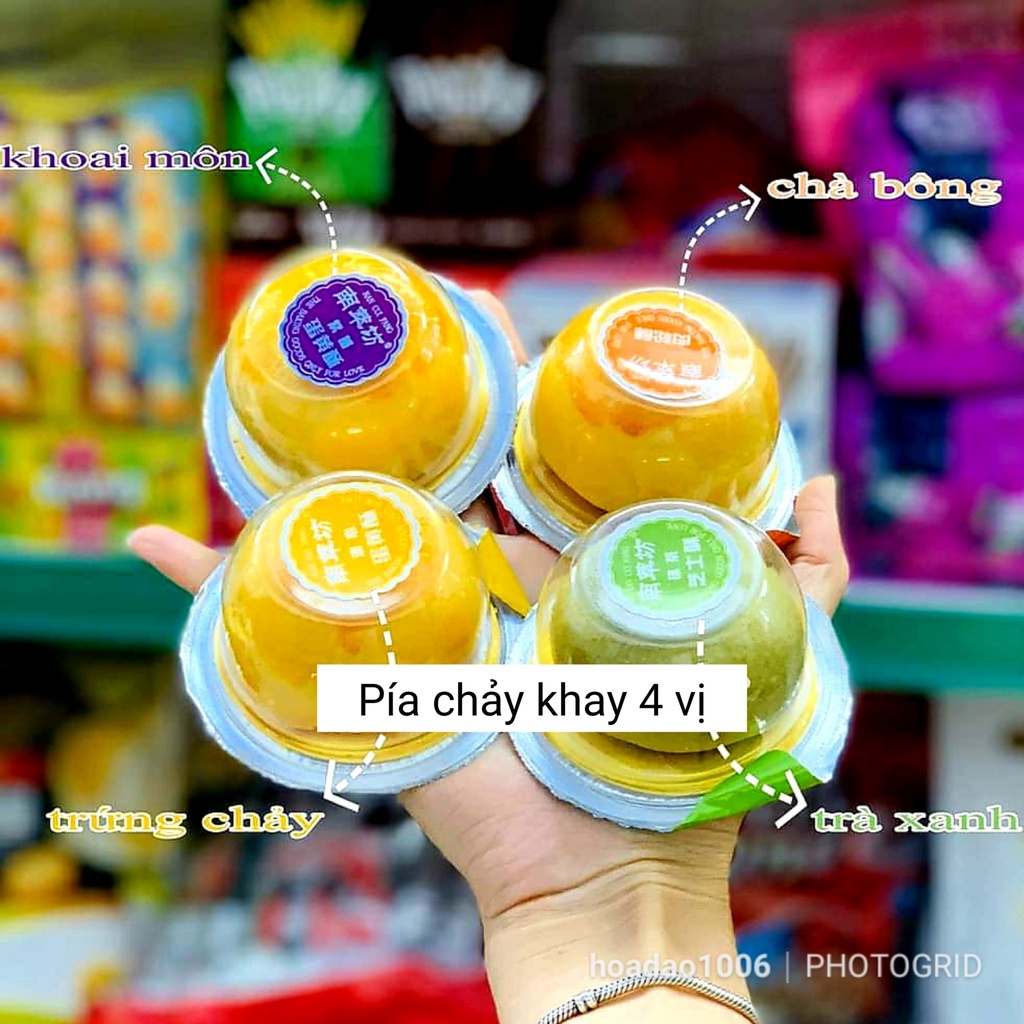 [SG] BÁNH PÍA TRỨNG MUỐI KHAY 4 VỊ: TRỨNG CHẢY/KHOAI MÔN/TRÀ XANH/RUỐC CHÀ BÔNG