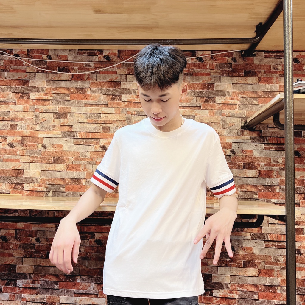 Áo Phông Thom Cao Cấp Sọc Tay Chất Liệu Cotton 100%