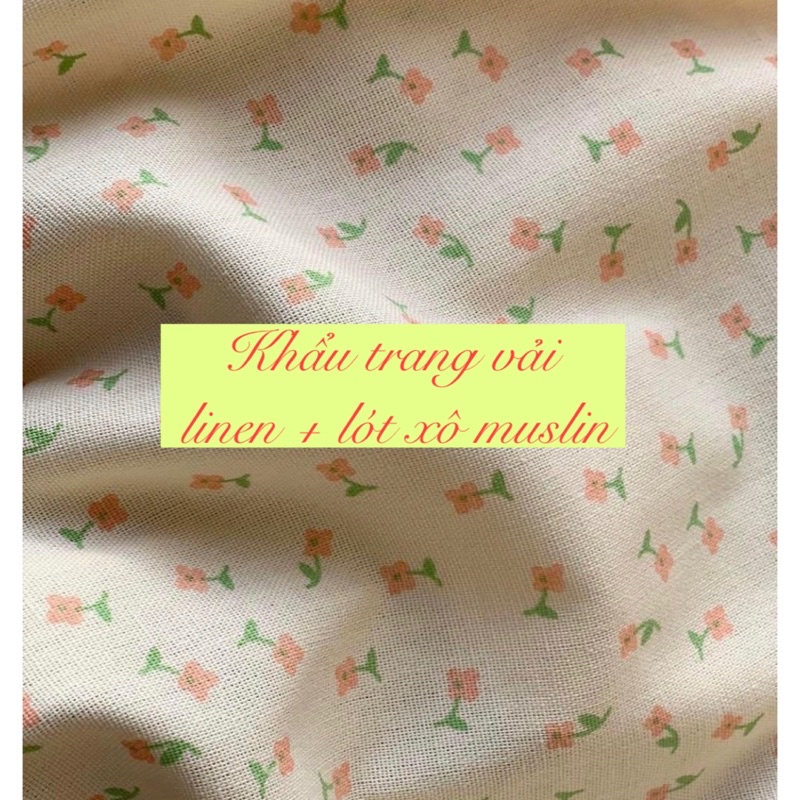 Khẩu trang vải linen in hoa nhí lót vải xô muslin dành cho em bé và người lớn | BigBuy360 - bigbuy360.vn