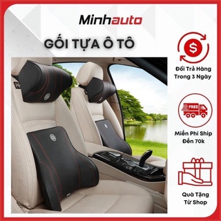 Gối tựa đầu ô tô - gối tựa lưng ô tô 🚗cao cấp🚗 ruột cao su non bọc da, hỗ trợ điều chỉnh cột sống chống mỏi lưng