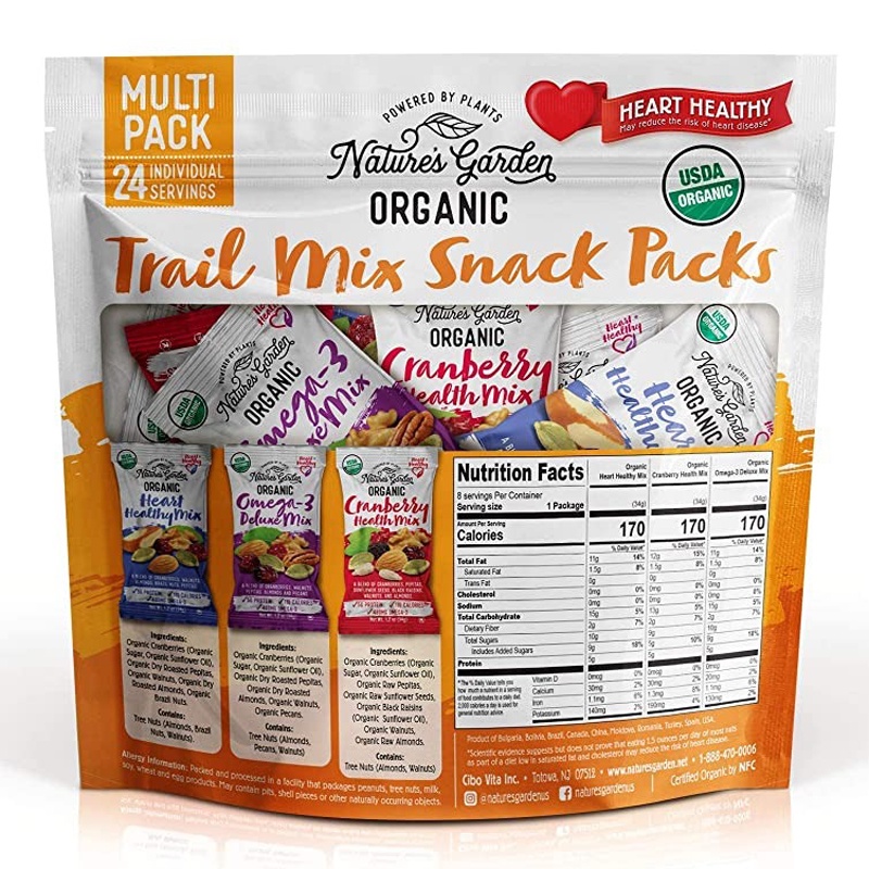 Hạt hỗn hợp Nature's Garden Organic Trail Mix Snack Packs