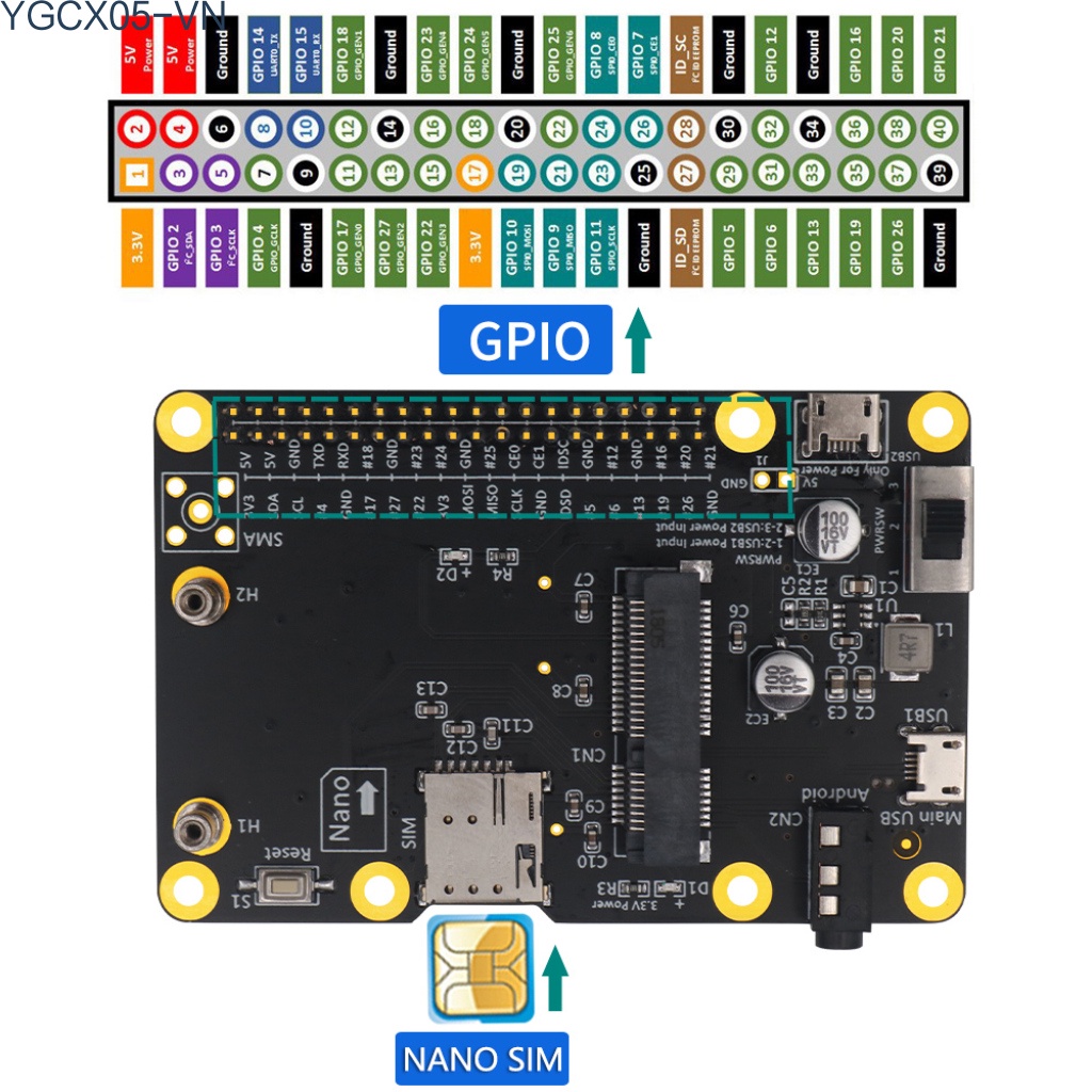 Mô Đun Mở Rộng 3g / 4g / Lte Có Ngăn Đựng Thẻ Sim Cho Raspberry Pi | BigBuy360 - bigbuy360.vn