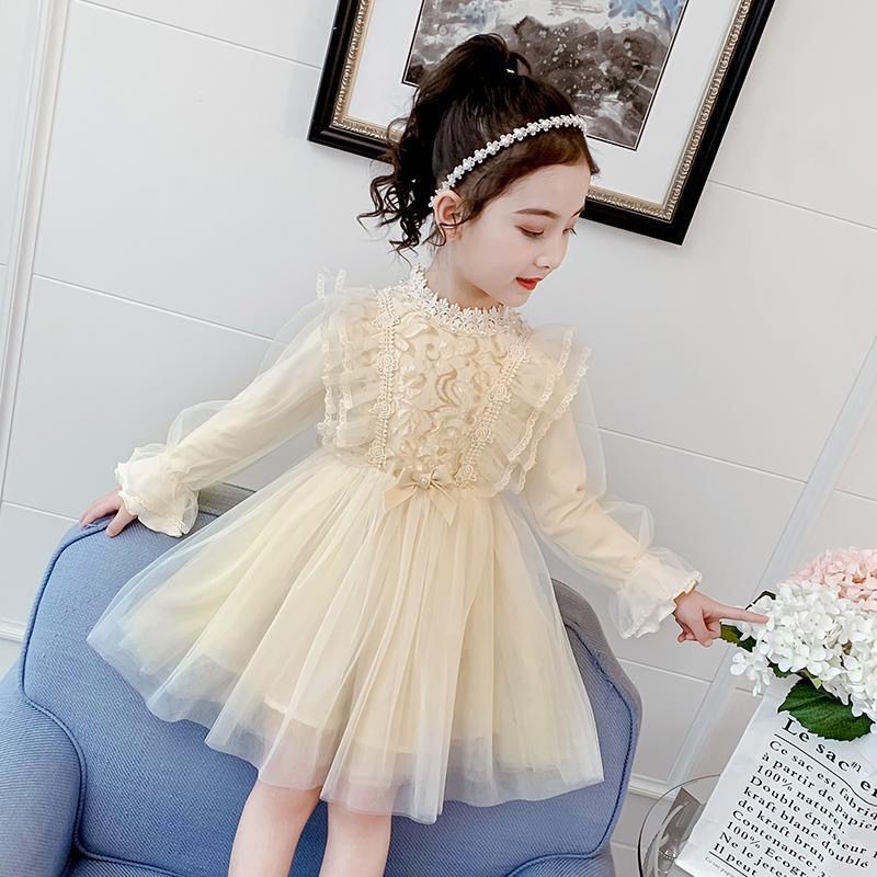 Đầm Phối Lưới Thời Trang Thu Đông Cho Bé Gái 3-14 Tuổi