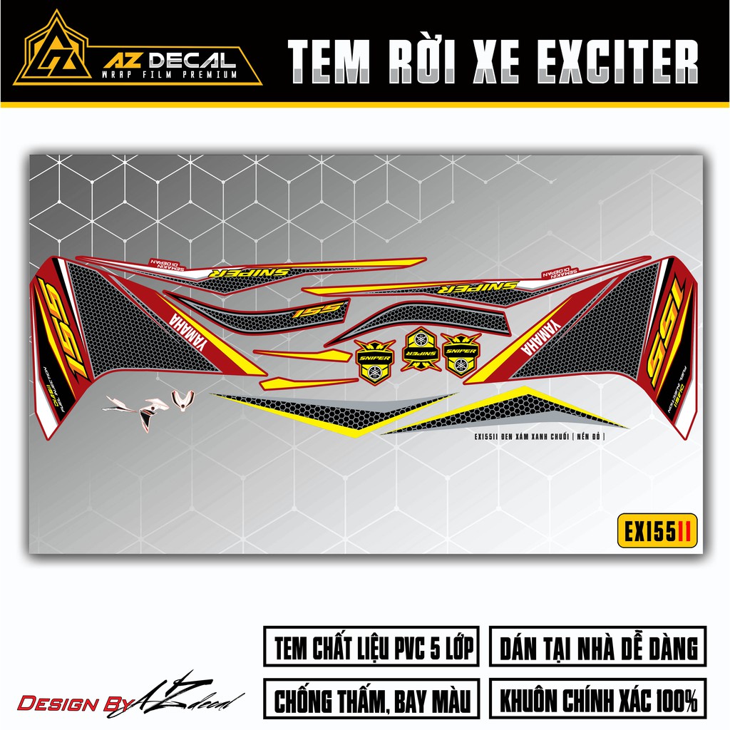 Tem Rời Xe Máy Exciter 155 Chủ Đề Sniper | EX15511 | Decal Dán Trang Trí Tạo Phong Cách Riêng Cho Ex 155 VVA