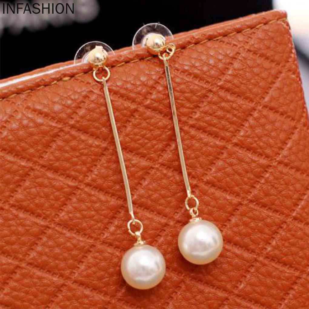 Hoa Tai Dáng Dài Đính Ngọc Trai Nhân Tạo Thời Trang