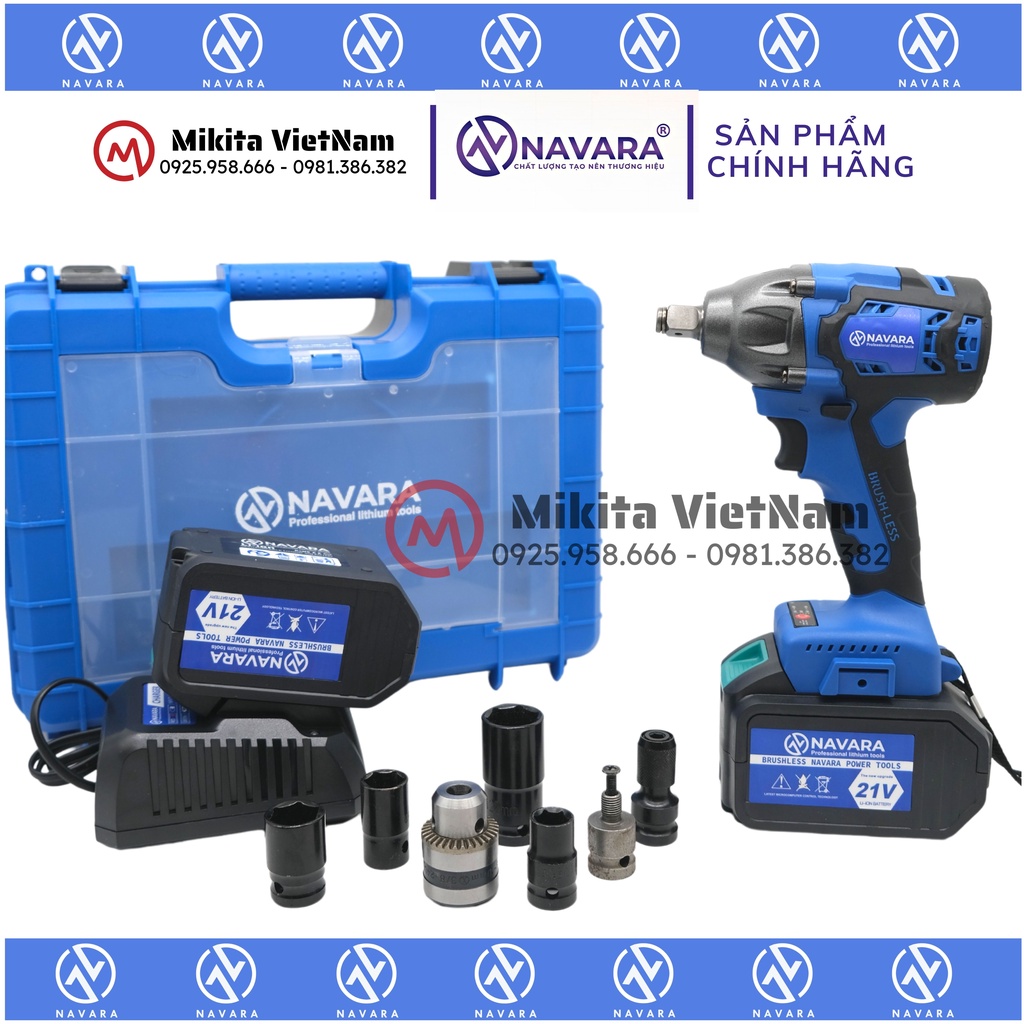 Máy Siết Bulong NAVARA NVR-6004 đông cơ không chổi than, Pin 15 cell