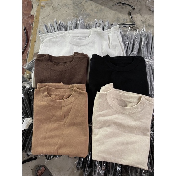 Áo Len Nữ Cộc Tay Cổ Tròn Dáng Suông Ôm Vừa Basic Phong Cách Hàn Quốc Chất Len Lông Thỏ Mềm Mịn | BigBuy360 - bigbuy360.vn