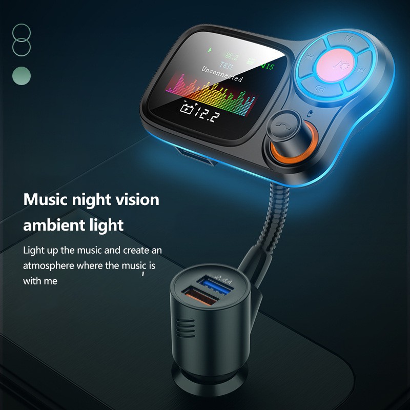 IN STOCK Car Charger Bluetooth 5.0 Noise Reduction Colorful Screen Car Mp3 Player Car Transmitter