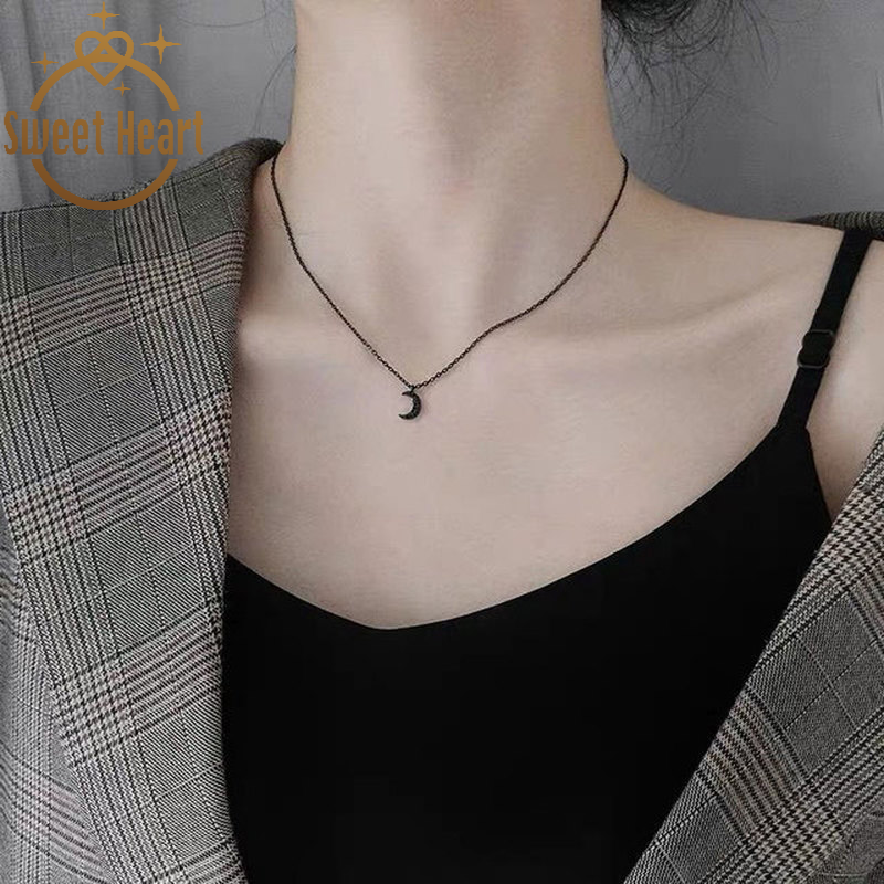 vòng cổ Mặt Hình Mặt Trăng Đen Thời Trang Cho Nữ