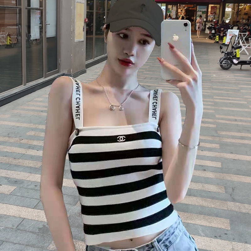 CHANEL Áo Nữ Không Tay Họa Tiết Sọc Thời Trang Quyến Rũ | BigBuy360 - bigbuy360.vn