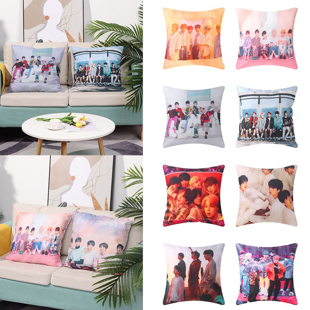 Vỏ Gối Vuông In Hình Nhóm Nhạc Bts 45x45cm