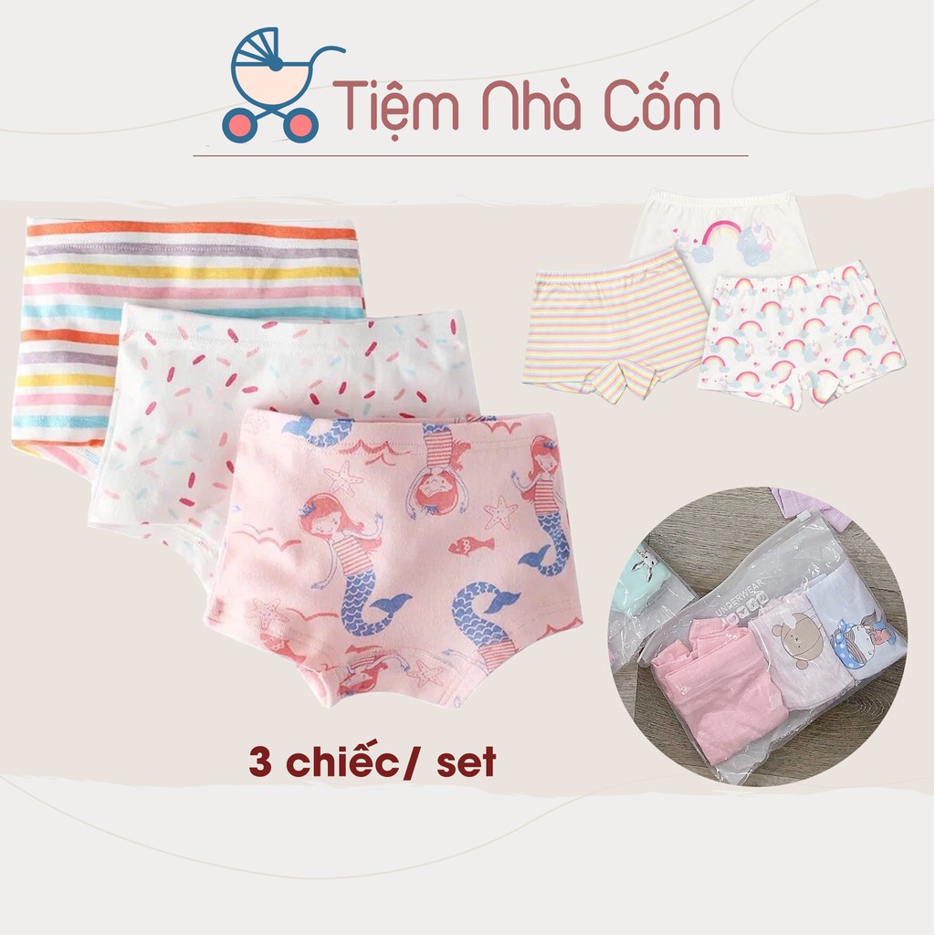 [Mã FAMAYFA giảm 10K đơn 50K] Set 3 chiếc quần chíp đùi cho bé gái - 100% cotton cao cấp