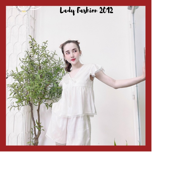 Set lụa Cao cấp_ màu trắng_Bộ mặc nhà _Lady fashion 2012