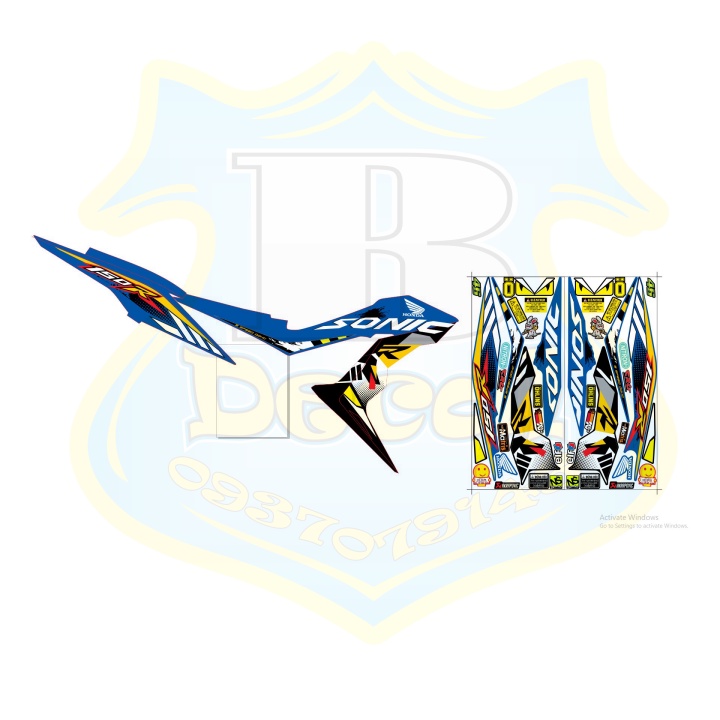 ( Quí khách vui lòng mang ra tiệm cho thợ dán ) Tem sonic 150 xanh