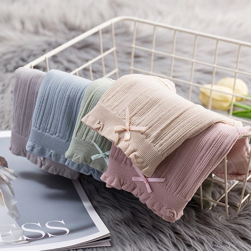 Quần lot nữ cotton dệt kim nơ loại 1 dày đẹp KIMCHIBIKINI chip kháng khuẩn ôm bụng nâng mông QL161