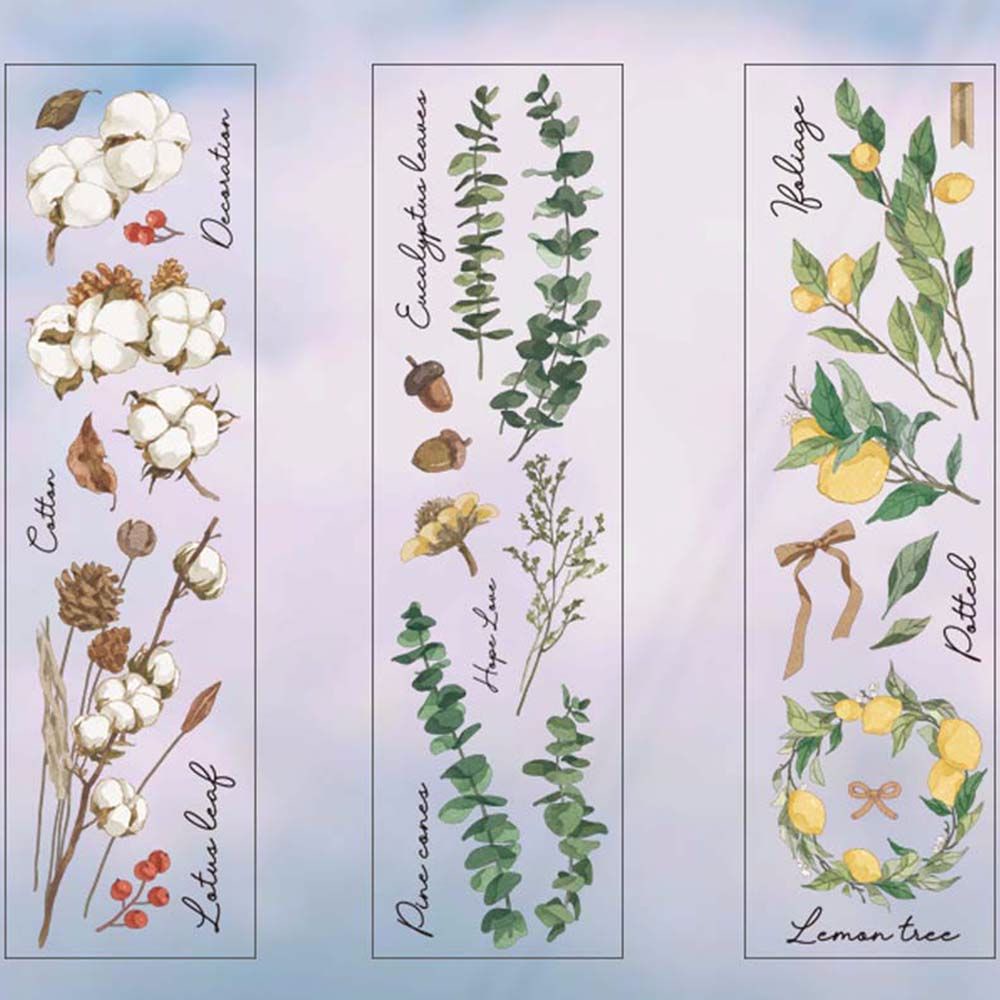 Bộ 6 miếng dán PET hình hoa lá và bướm trang trí album ảnh DIY