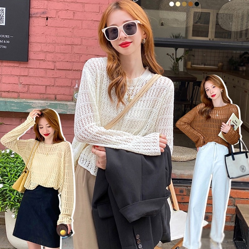 Áo Thun Nữ Cổ Tròn Dáng Rộng Khoét Lỗ