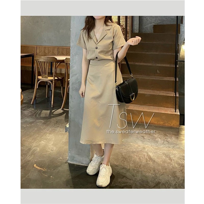 Sét Vest Croptop Kèm Chân Váy Dài Dáng Chữ A Kéo Khóa M322- Lolla_Fashion | BigBuy360 - bigbuy360.vn