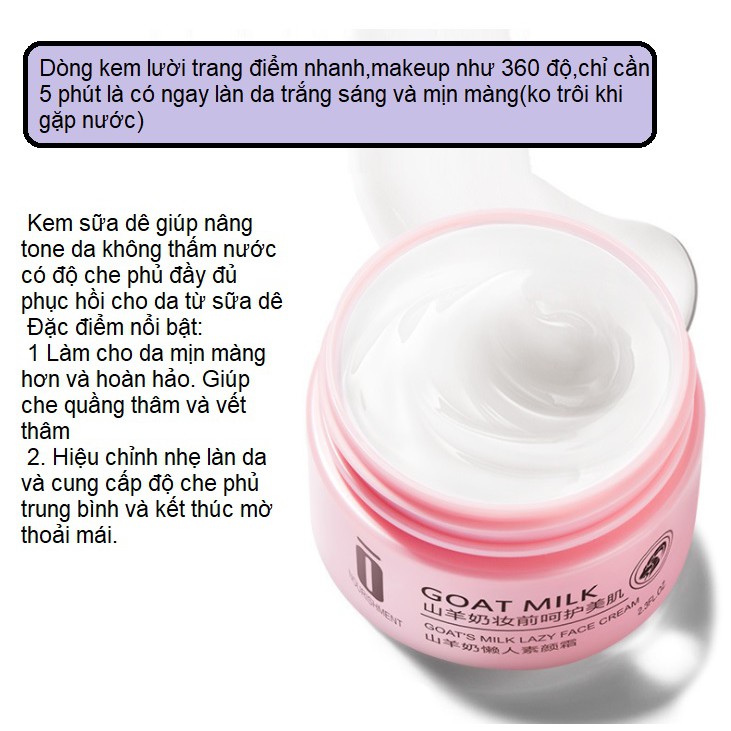 Kem Sữa Dê dưỡng trắng làm sáng màu da dưỡng ẩm chống thấm nước để trang điểm | BigBuy360 - bigbuy360.vn