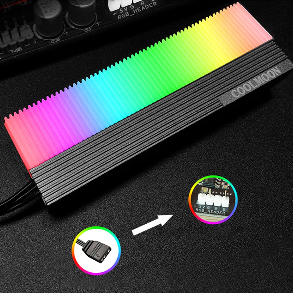 Bộ tản nhiệt ổ cứng COOLMOON M73S ARGB giúp làm mát cho ổ cứng thể rắn SSD M2 SSD M.2 2280 | BigBuy360 - bigbuy360.vn