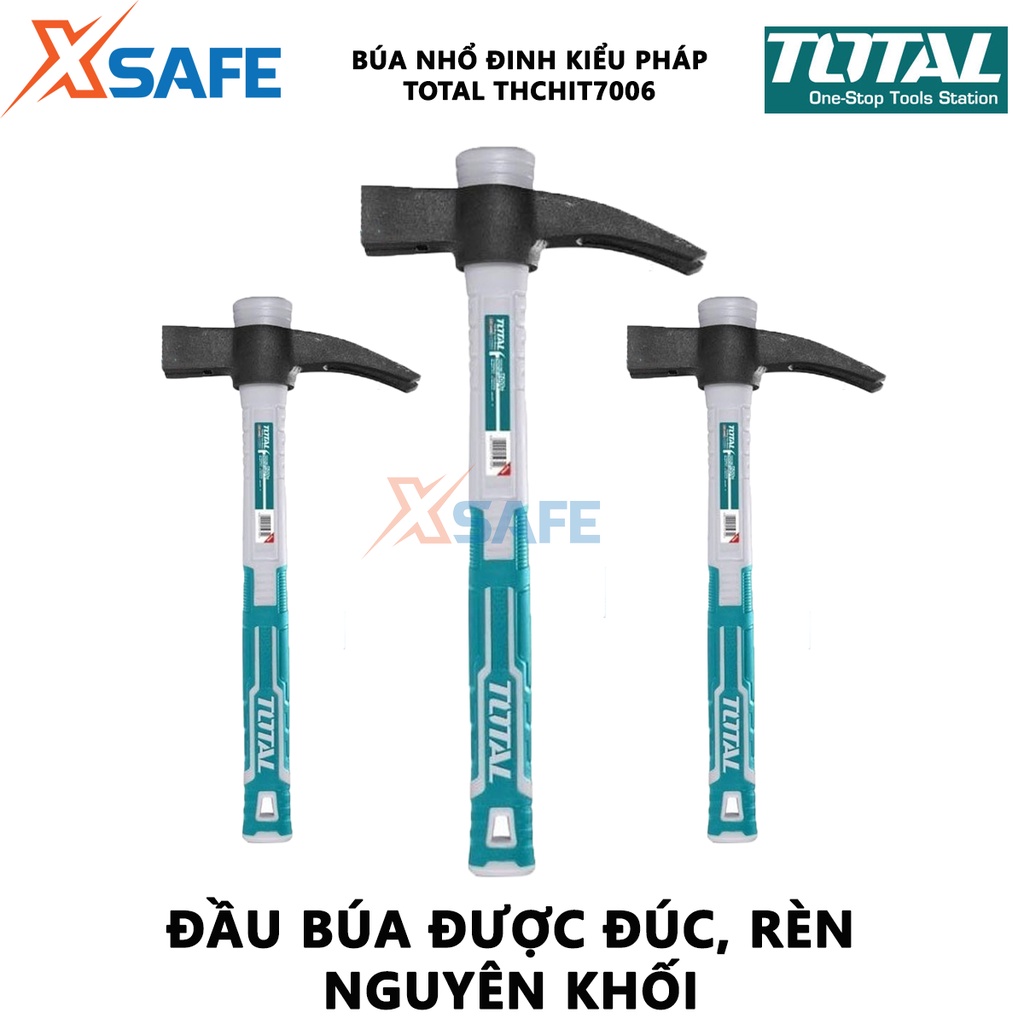 Búa nhổ đinh kiểu Pháp TOTAL THCHIT7006 Búa cầm tay 700g, đầu búa được đúc rèn nguyên khối, chịu nhiệt, thép cacbon 45#