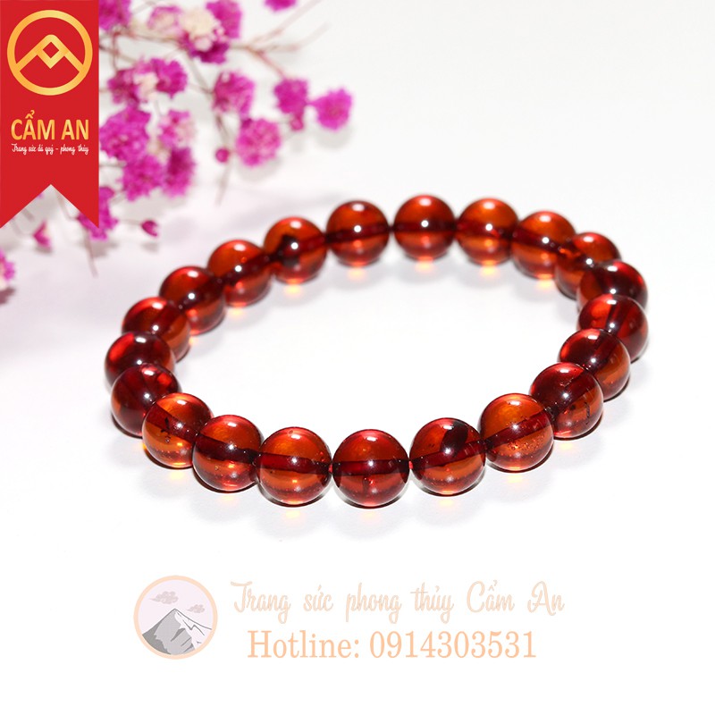 (Sale 1 Sản phẩm duy nhất) 1 Vòng Hổ phách đỏ 10 ly cho nữ như trong hình, đẹp và sang trọng - Cẩm An