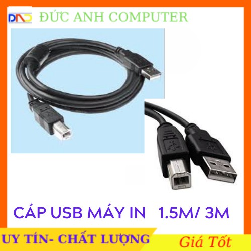 [Mã ELFLASH3 hoàn 10K xu đơn 20K] Dây cáp máy in cổng USB 1.5M / 3M/ 5M Giá Rẻ